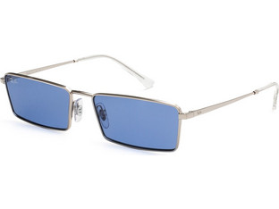 Ray-Ban RB3741 00380 Ανδρικά Γυαλιά Ηλίου Ορθογώνια Μεταλλικά Ασημί με Μπλε Polarized Φακό