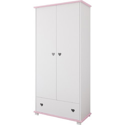 Δίθυρη ντουλάπα με συρτάρι Serca 83x46x183 cm White Pink