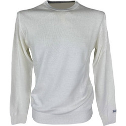 WOOLRICH ADULT LAMBSWOOL πουλόβερ μάλλινο ΛΕΥΚΟ ΛΑΙΜΟΚΟΨΗ ΜΑΚΡΥΜΑΝΙΚΟ με κέντημα λογότυπου ΚΑΝΟΝΙΚΗ ΓΡΑΜΜΗ