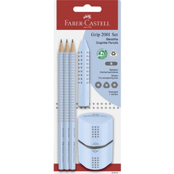 ΣΕΤ FABER-CASTELL GRIP (580074) SKY BLUE 3 ΜΟΛΥΒΙΑ ΓΟΜA + ΞΥΣΤΡΑ