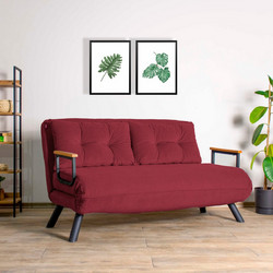 Papatya Sando 2 Διθέσιος Καναπές Κρεβάτι Maroon 133x50x45cm