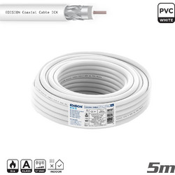 Edision Ομοαξονικό καλώδιο κεραίας Coaxial ICX-5 CCS AL Eca PVC M/F, λευκό, 5m