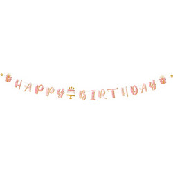 Γιρλάντα Happy Birthday Rose Confetti 3m
