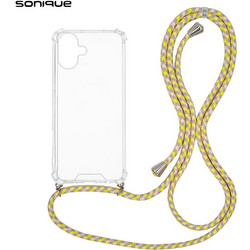 Sonique Armor Clear Back Cover με Κορδόνι Rainbow Yellow (iPhone 16 Plus)