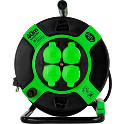 REV Cable Drum Resin 40m IP 44 4-fold black green