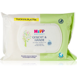 Hipp Babysanft Face & Hands υγρά μαντηλάκια καθαρισμού για παιδιά από τη γέννηση 20 τμχ