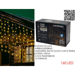 General 160 Χριστουγεννιάτικα Λαμπάκια LED σε Κουρτίνα Θερμά Λευκά 2m