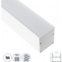 GloboStar SURFACEPENDANT-PROFILE 70827-1M Προφίλ Αλουμινίου - Βάση & Ψύκτρα Ταινίας LED με Λευκό Γαλακτερό Κάλυμμα - Επιφανειακή & Κρεμαστή Χρήση - Πατητό Κάλυμμα - Λευκό - 1 Μέτρο - Μ100 x Π5 x Υ7cm