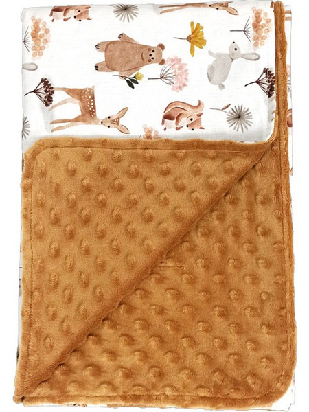 Baby Star Κουβέρτα Αγκαλιάς Βελουτέ Forest Friends White/Brown 75x110cm