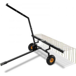 VEVOR Tow Behind Dethatcher, 60 ιντσών Row Dethatcher με 24 Steel Tines, Lawn Dethatcher Rake για ATV ή Mower, Tow Behind Lawn Rake με λαβή ανύψωσης για φύλλα, πευκοβελόνες και γρασίδι