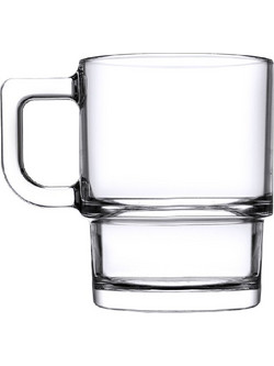Hill Mug γυάλινο διάφανο φλυτζάνι με χερούλι σετ δύο τεμαχίων 6x10 εκ 320ml