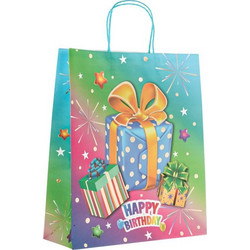 Τσάντα Δώρου Kraft Πολύχρωμη Δώρα Happy Birthday Foil 36x12x41cm