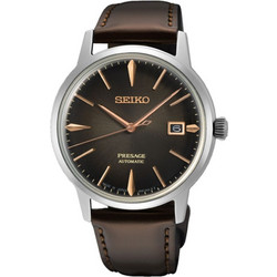 Seiko Presage Ανδρικό Ρολόι Αυτόματο με Καφέ Δερμάτινο Λουράκι SRPJ17J1