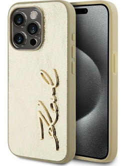 Karl Lagerfeld Wrinkled Metal Signature Back Cover Gold (iPhone 15 Pro Max)