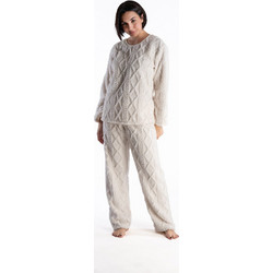 Rachel Σετ Γυναικείες Πιτζάμες Χειμωνιάτικες Fleece Λευκές 13109