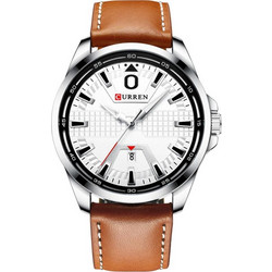 Curren Ανδρικό Ρολόι με Καφέ Δερμάτινο Λουράκι 8379 Brown/White