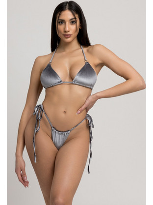 Σετ Μαγιό μπικίνι γυναικείο βελούδινο Grey Velvet ET1002-2-Γκρι