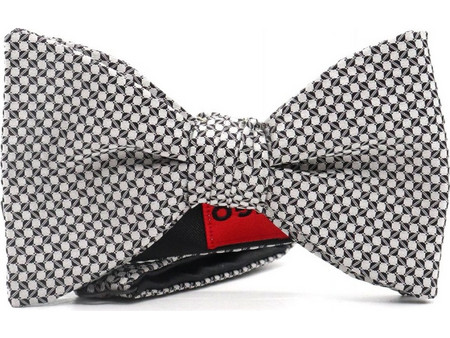 HUGO ΠΑΠΙΓΙΟΝ BOW TIE DRESSY ΜΙΚΡΟΣΧΕΔΙΟ ΛΕΥΚΟ-ΜΑΥΡΟ