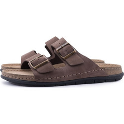 Sunny Ettore 50902 Δερμάτινες Ανδρικές Παντόφλες Καφέ