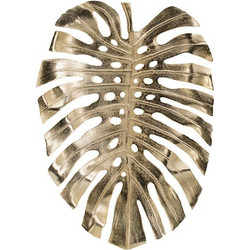 Artekko Monstera Πιατέλα Αλουμινίου Χρυσή (63x44x5)cm