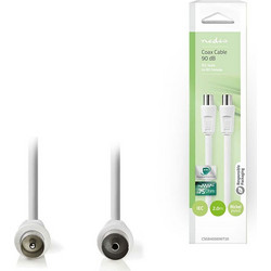 Nedis Καλώδιο Κεραίας Coax Male to Coax Female 2m White CSGB40000WT20