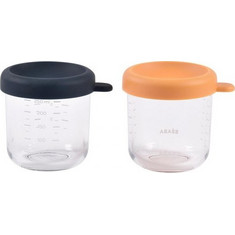 Beaba Γυάλινα Δοχεία Αποθήκευσης Φαγητού 2τεμ 250ml Night Blue/Honey