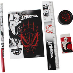 Gim Σχολικό ΣΕΤ 5 τεμ SPIDERMAN WORLD OF WEB (Περιλαμβάνει Μολύβι, Γόμα, Ξύστρα, Χάρακας, Μπλοκ Σημειώσεων) 337-08755
