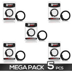 IntoYou Beast Rings Cock Solid Silicone Strip Ring 15-21cm Σετ Ρυθμιζόμενα Ελαστικά Δαχτυλίδια Πέους Σιλικόνης Μαύρα 5τμχ