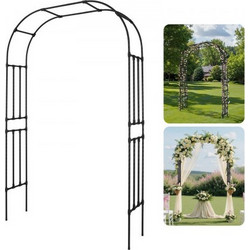 VEVOR Garden Arbor, 2,4 (Υ) x 1,5 (Π) x 0,4 (Β) m Μεταλλική Αψίδα, Στιβαρή Αψίδα Καφασωτών εξωτερικού χώρου με Πασσάλους, Εύκολη Συναρμολόγηση, Πέργκολα Arbor for Plant Climbing Yard Lawn Wedding Part