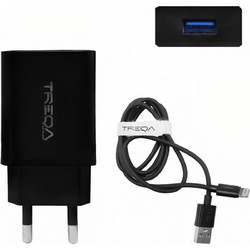 Treqa CS-220 Φορτιστής με Καλώδιο Lightning με Θύρα USB-A Black