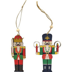 XmasFest Χριστουγεννιάτικο Ξύλινο Στολίδι Καρυοθραύστης 12x4cm Σε 2 Σχέδια - 93-2940