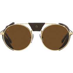 Persol PO2496SZ 1140/57 Ανδρικά Γυαλιά Ηλίου Στρογγυλά Μεταλλικά Χρυσά με Καφέ Polarized Φακό