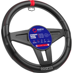 Sparco Κάλυμμα Τιμονιού Αυτοκινήτου Συνθετικό Μαύρο με Μαύρη Ραφή