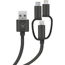VIVANCO DATA CABLE USB TO MICRO USB / TYPE C / LIGHTNING 0.75m black