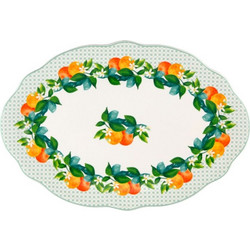 Πιατέλα Jardino Scallop RH0022 36x25cm White-Green Casa Domani Πορσελάνη
