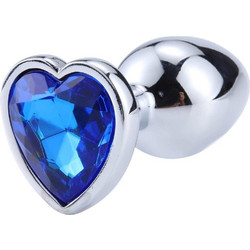Butt Plug With Diamond Heart Blue LARGE