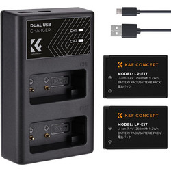 KampF Concept LPE17 Dual Slot Battery Fast Charge with 2 Batteries 1250mAh Compatible with Canon KF280014