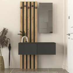 Έπιπλο εισόδου Kanso Megapap χρώμα ανθρακί - sepet oak 100x35x196,7εκ