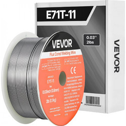Σύρμα συγκόλλησης MIG VEVOR με πυρήνα ροής, E71T-11 0,8mm 0,9kg, σύρμα συγκόλλησης από μαλακό χάλυβα χωρίς αέριο με χαμηλό πιτσίλισμα για συγκόλληση τόξου σε όλες τις θέσεις, αυτοθωρακισμένο για εξωτε