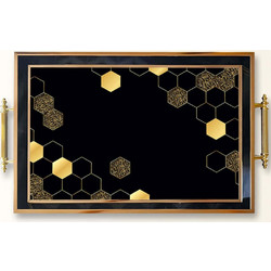 Δίσκος Σερβιρίσματος 244KNG1116 50x29x3,5cm Black-Gold Aberto Design Γυαλί
