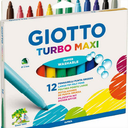 Giotto Turbo Μaxi Super Washable Μαρκαδόροι Ζωγραφικής Σετ 12 Χρώματα