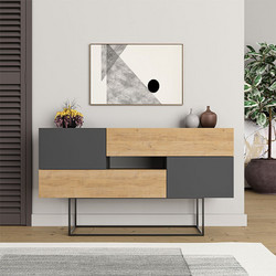 Μπουφές Φυσικό οξιάς - Ανθρακί 145x40x82εκ
