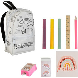 Σχολικό Σετ Mini Backbag Rainbow 7.5x3x10cm - 8 τμχ