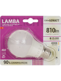 Λαμπτήρας LED E27 10W (A60) - Λευκό Φως