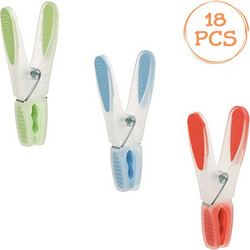 Μανταλάκια Softgrip Διάφανα Χρωματιστό Χερούλι 8.5cm - 18 τμχ