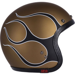 13 1/2 Κράνος Μοτοσυκλέτας Skull bucket helmet flames matt gold