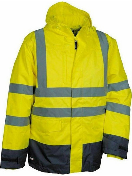Αδιάβροχο Αντανακλαστικό Παρκά 4 σε 1 Cofra Telsen yellow/navy - ΠΡΑΣΙΝΟ