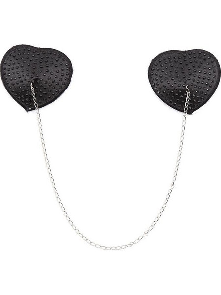 Nipple Covers with Metal Chain Black