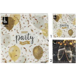 ΧΑΡΤΟΠΕΤΣΕΤΕΣ 33x33cm 16τμχ XMAS PARTY ΧΡΥΣΟ ΜΑΥΡΟ ASSORTED
