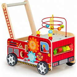 Ecotoys Ξύλινο Πυροσβεστικό Όχημα 2 σε 1 με Κύβους & Τουβλάκια